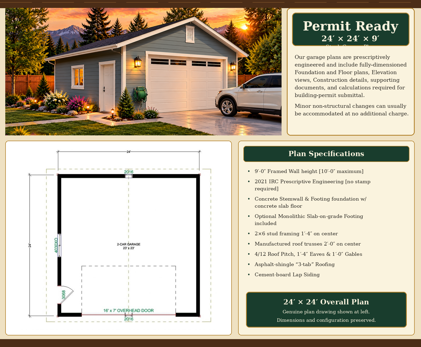 Garage Plan 576-9 plan presentation
