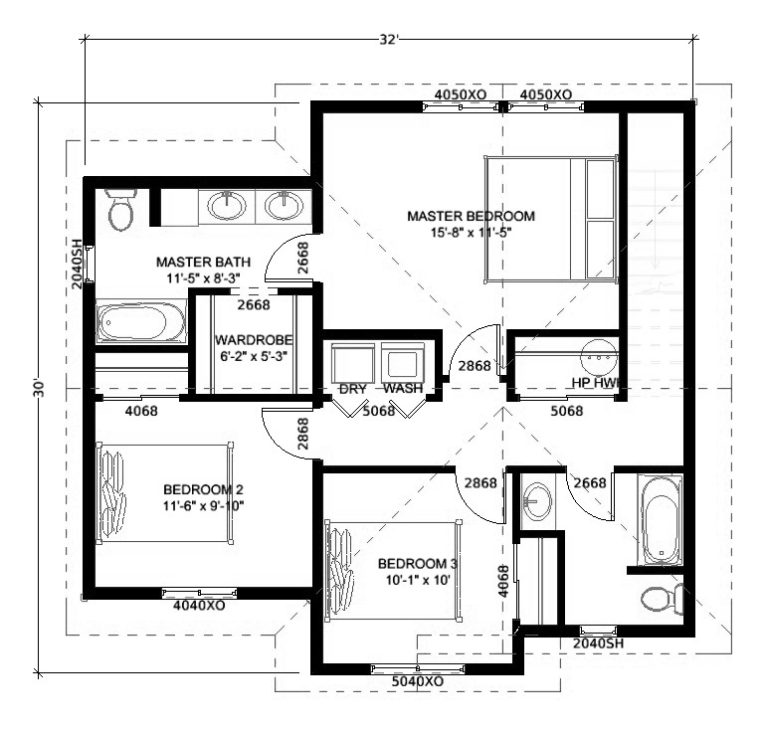Vincent Plan 1680 upper floor plan